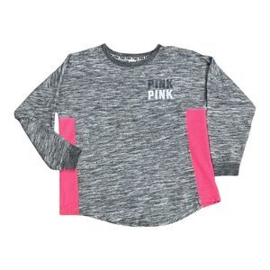 Pink Victoria Secret Sweatshirt Size L Pink Gray Pullover Crewneck Cotton Blend